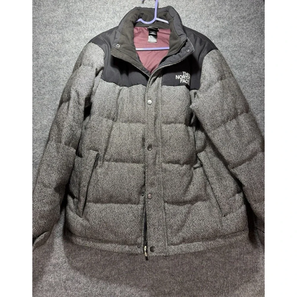 The North Face Tweed Nuptse Heights Puffer Jacket Gray/Black Size Medium
